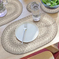 Homespice Grey Cloud Jute Braided Placemats, Warm Country Decor, Set of 4, Grey 13x19 Oval Table Mats - Vibrant Colors, Durable, Easy to Clean and Protects Furniture
