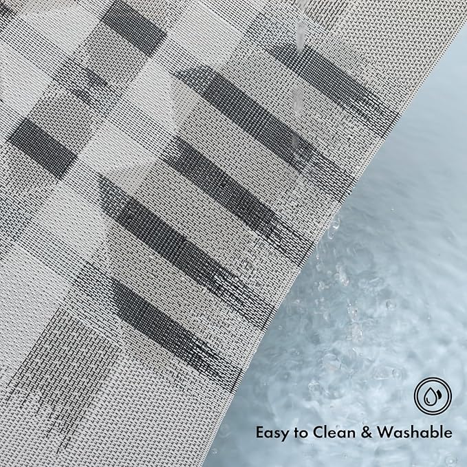 Winknowl Placemats Set of 8, Heat Resistant Stain Resistant Woven Vinyl Insulation Place mats, Durable Washable Elegant Table Mats for Kitchen Dining Table Decor (Geometric Gray)