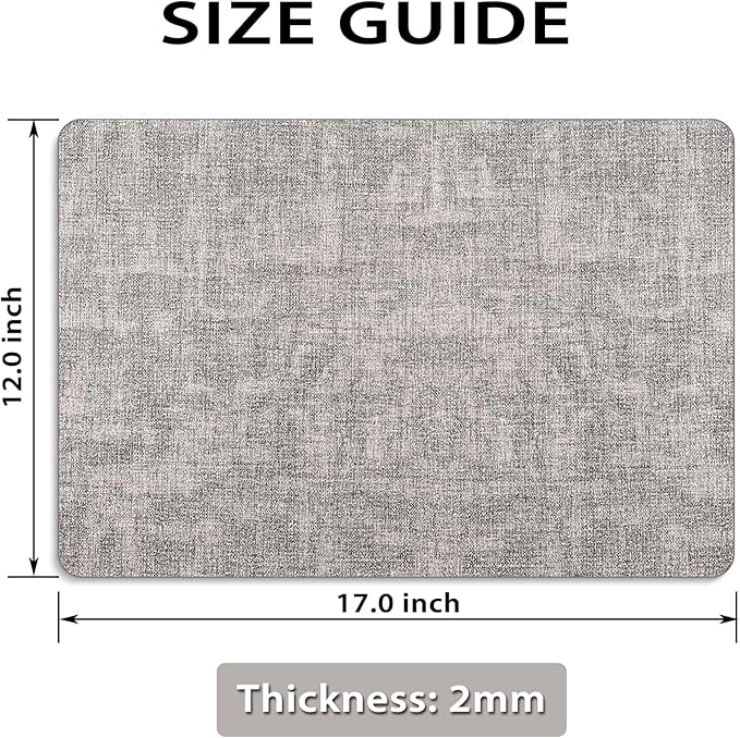 Placemats Set of 4 Washable, Heat Resistant Table Placemats Wipeable Faux Leather Place Mats Non Slip, Waterproof Square Table Mats for Indoor Outdoor, Light Grey