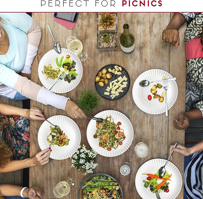 9-Inch Disposable Paper Plates - 300 Count - Bulk Pack of Uncoated Paper Plates for Everyday Use - Dinnerware for Meals, Parties And Picnics
