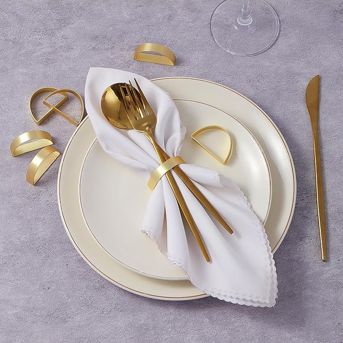 16Pcs Metal Gold Napkin Rings Set, Stainless Steel Metal Gold Napkin Holder, Fall Thanksgiving Christmas Easter Napkins Rings for Table Decor Wedding, Banquet, Party