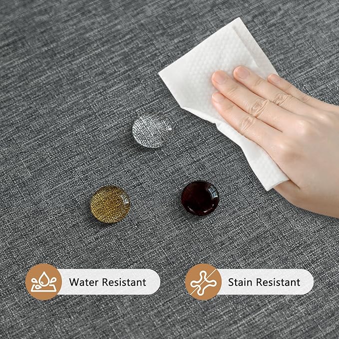 Faux Linen Fabric Rectangle Grey Tablecloth Textured Stain Resistant & Washable Gray Rectangular Table Cloth Reusable for Dining Kitchen Party 52 x 70 Inch
