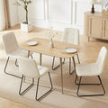 47.2'' Dining Table Set for 4 - Modern Wood Table with Cat Scratch-Resistant Surface & 4 U-Shaped White Leather Chairs, Kitchen & Dining Room Furniture, Space-Saving Table and Chairs Set
