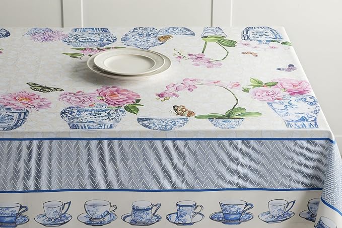 Maison d' Hermine Table Cloth Square Table 100% Cotton 60 x 60 Inches Tablecloth Reusable Decorative for Dining Room Farmhouse Home Valentines Day Decorations Spring Summer - Canton
