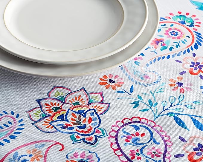 Maison d' Hermine Table Cloth Rectangle Table 100% Cotton 70 x 120 Inches Tablecloth Reusable Decorative for Dining Room Farmhouse Home Valentines Day Decorations Spring Summer - Indian Floral