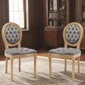 SoarFlash French Dining Chairs Set of 2, Vantage Dining Chair with Round Back, Wood Leg Farmhouse Country Velvet Dining Chair for Kitchen,Bedroom,Grey