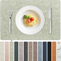 FROMHEART Faux Leather Placemats Set of 4–Waterproof,Heat/Oil Stain-Resistant PU Table Mat–Reversible,Non-Slip,Easy to Clean Place Mats for Kitchen,Dining,Indoor/Outdoor,(Light Green,11.8" x 17")