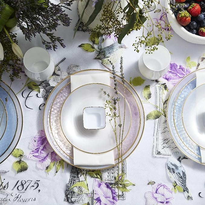 R-kay 100 Pack Pink Plastic Plates - 6.25 IN Hammered Gold Rimmed Sturdy, Durable And Extra Heavy duty Pink And Gold Plastic Dessert Plates Disposable - Appetizer Plates Disposable For All Occasions
