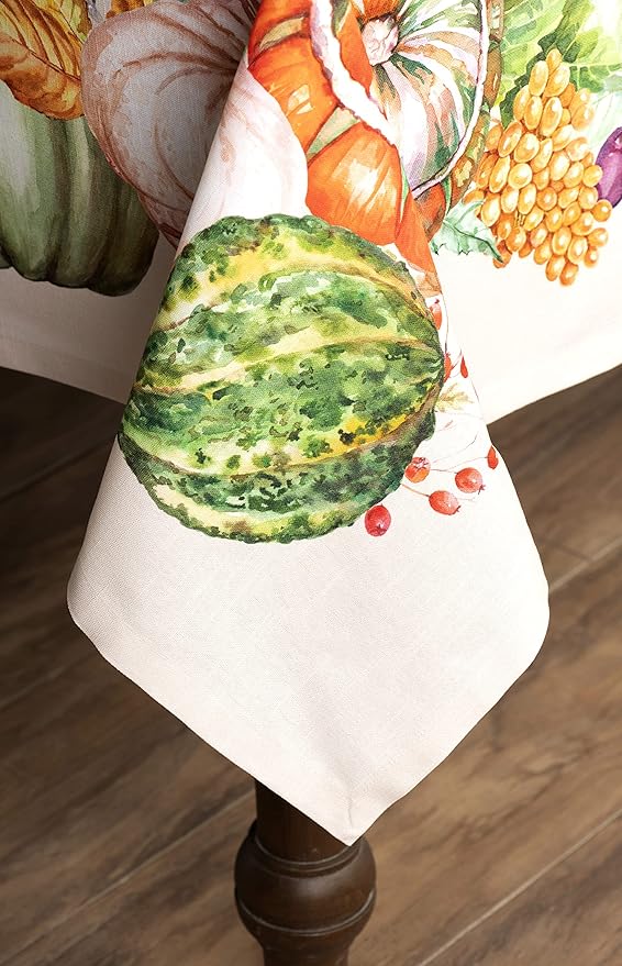 Maison d' Hermine Table Cloth Rectangle Table 100% Cotton 60 x 108 Inches Fall Tablecloth Reusable Everyday Use for Thanksgiving Christmas Decorations Dining Farmhouse Party (Lumina)