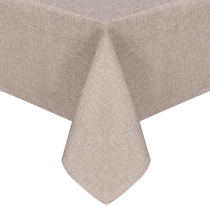 JIUZHEN Faux Linen Farmhouse Tablecloth Rectangular, Wrinkle Stain Resistant Table Cloth Rectangle Table Cover for Kitchen Dining, Holiday Party Dinner, Stone, 54 x 108 Inch