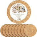 Round Woven Placemats 12 inch Set of 10 - Boho Farmhouse Natural Rattan Table Mats for Dining, Circular Place Mats for Kitchen Table Decor, Farmhouse Weave Placematsfor Dining Table Decor