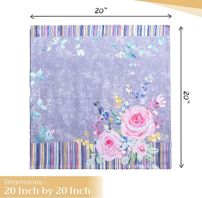 Maison d' Hermine Cloth Napkins Set of 4 100% Cotton Everyday Reusable Square Napkins Cloth Washable Dinner Restaurant Valentines Day Decorations Spring/Summer (Sweet Rose Lavender - Lush, 20" x 20")