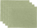 Solino Home Linen Cloth Placemats Set of 4-100% Pure Linen Chambray Olive Placemats 14 x 19 Inch for Spring, St Patricks Day - Athena