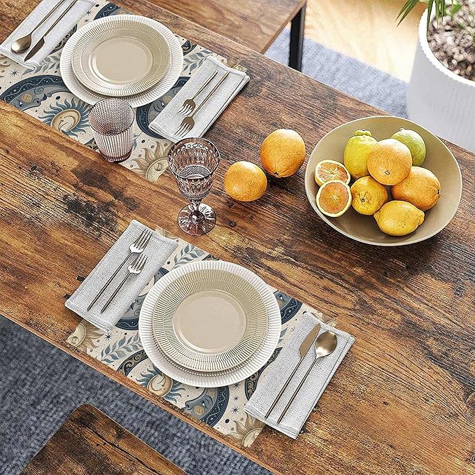 Sun Moon Stars Placemats, Boho Celestial Placemats 12x18 Inch Waterproof Non-Slip Washable Table Mats for Kitchen Dining Party Table Decor,Set of 6