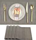 SLKQG Placemats Set of 4 - Easy Clean Washable Vinyl Placemats - Wipeable Heat Resistant Table Mats for Dining Table - 17.7x11.8 Inch (4, Mint Gray)