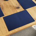 Encasa XO Dining Placemat Set of 6 | Solid Navy Blue Color | Fine Ribbed Cotton Table mat | Size 19x13 in | Machine Washable