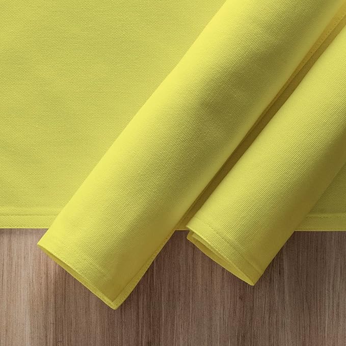Calicot Placemats Set of 6 100% Cotton Washable Cloth Place Mats, Reusable Table Mats for Spring/Summer & Thanksgiving Christmas Decorations Kitchen Dining Party Wedding (Lemon Yellow, 13" x 19")