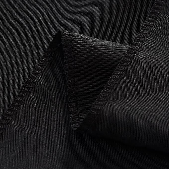 2-Pack Round 120-inch Black Table Cloths, Solid Stain and Wrinkle Resistant Circular Tablecloth, Premium Plain Weave Polyester Fabric Table Linen Covers for Hotel, Banquet