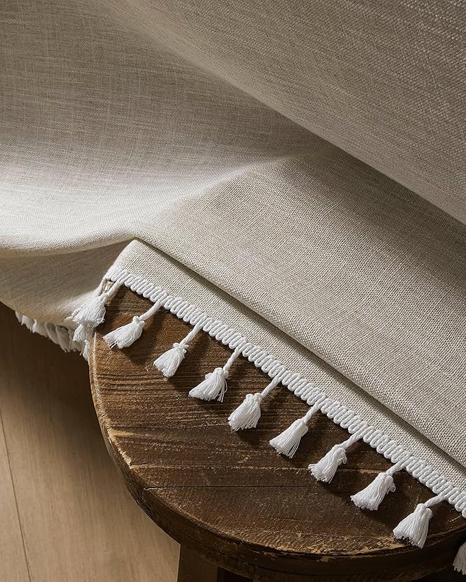 ZeeMart Contrast Linen Table Cloth Square Table Cloths 60x60 Inch Brown, Farmhouse Style Heavy Weight Beige Tablecloth, Water Resistant Burlap Tablecloths