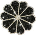 Washable Waterproof Diamond Circle Placemats for Round Tablescape Decor for Dinner and Kitchen Bling Placemats for Weddings & Special Events (Black)