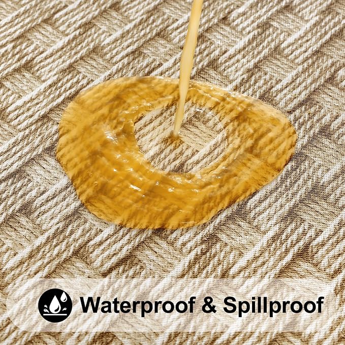 Smiry Rectangle Table Cloth Cover, Waterproof Elastic Fitted Picnic Tablecloth for 4 Foot Tables, Wipeable Flannel Backed Vinyl Tablecloths for Camping, Dining, Outdoor (Sand, 24" x 48")