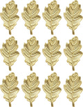 CLEENTABLE Metal Napkin Rings Set of 12, Metal Napkin Holder Cuffs for Dinner Table Décor, Thanksgiving Leaf Farmhouse Modern Serviette Rings for Christmas, Weddings, Receptions, (Gold)