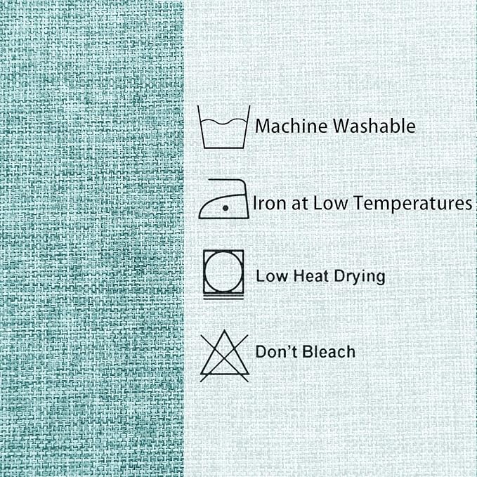 Hiasan Faux Linen Rectangle Tablecloth - Wrinkle and Stain Resistant Washable Table Cloth for Kitchen Dining Room Holiday Table Cover for Party Dinner, Aqua, 30 x 60 Inch