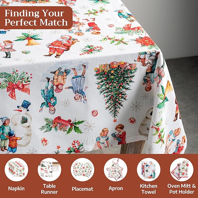 Maison d' Hermine Table Cloth Rectangle Table 100% Cotton 70 x 108 Inches Fall Tablecloth Reusable Everyday Use for Thanksgiving Christmas Decorations Dining Farmhouse Party (Chromo)