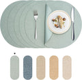 Round Wipeable Placemats Set of 2 – Faux Leather Round Table Mats, Waterproof & Washable Vinyl Placemats, Circle Design for Dining Table Decor– Sage Green