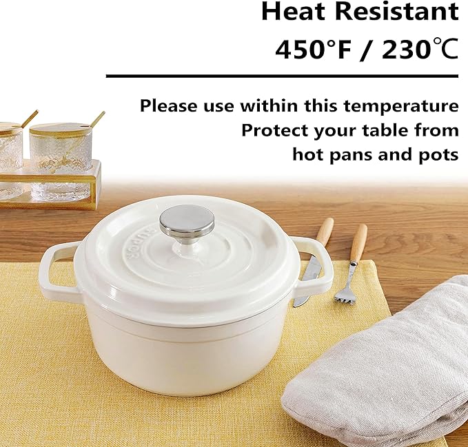Home Brilliant Cloth Placemats Set of 8 Linen Placemat Washable Heat Resistant Dining Table Place Mats for Kitchen Table Holiday Dinner Fall Winter Decoration, Yellow