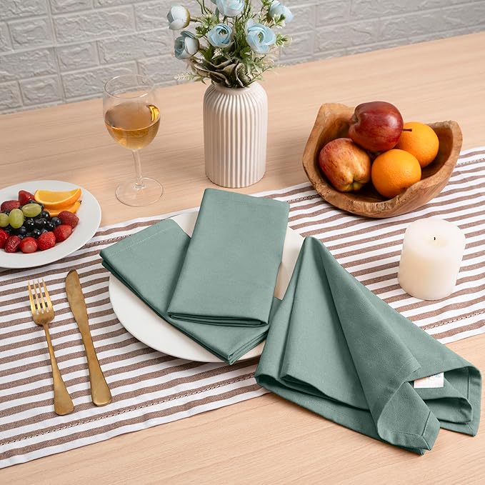 Blue Needles Solid Cloth Napkins Set of 6 Hunter Green 100% Cotton Dinner Napkins 18x18 inches - Soft, Reusable, Absorbent & Washable Linen, Ideal for Christmas Events, Parties & Everyday Use