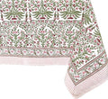 ATOSII Nargis Pink 100% Cotton Rectangle Boho Spring Summer Tablecloth, Handblock Floral Table Cloth Linen for Kitchen Dining I Parties Wedding Outdoors Easter I 72 X 120 Inches I 10 Seater