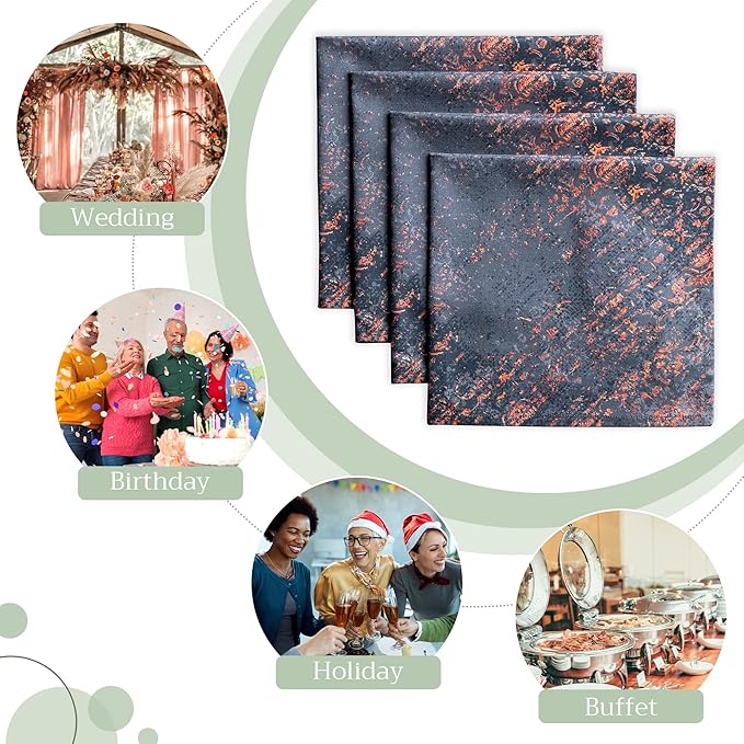 Maison d' Hermine Cloth Napkins Set of 4 100% Cotton for Thanksgiving Christmas Decorations Everyday Reusable Square Fall Napkins Cloth Washable Dinner Party (Imperfection, 20"x20")