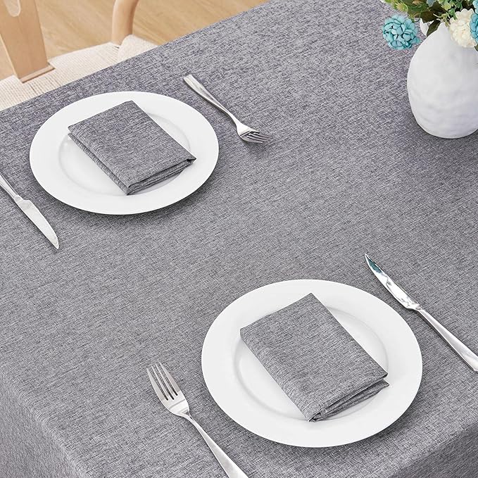 Rectangle Tablecloth Linen Textured Waterproof & Stain Resistant Table Cloth Wrinkle Free Decorative Fabric Farmhouse Table Cover for Dining/Party/Buffet/Wedding, 60 x 120 Inch, Dark Grey