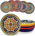 vancasso 32 Oz Pasta Bowls, Porcelain Large Colorful Salad Soup Bowls Set of 6, Dishwasher & Microwave Safe, Pasta Serving Bowls Plates for Kitchen, Dishwasher & Microwave Safe, Series KRVI