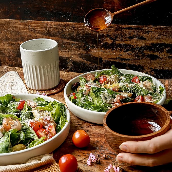 Goodies Cream Lunch Plates (Set of 4), Handmade Ceramic, Glazed, Dishwasher Safe, Microwave Safe, Durable, Easy-to-Clean, Stackable, Modern, 9.75 Inch