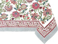 ATOSII Ruby 100% Cotton Square Summer Tablecloth, Block Print Floral Table Cloth for Dining Table, Parties, Weddings, Outdoors Grand Millenial Decor I 60 X 60 Inches I 4 Seater I