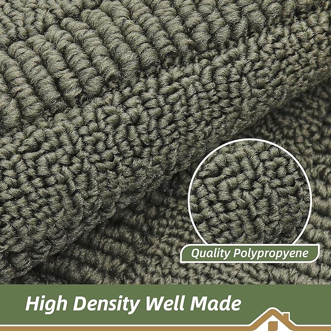 BEQHAUSE 24x36 Inch Kitchen Rug Mat Durable Kitchen Rugs Non-Slip Washable Absorbent Kitchen Mats for Floor Dirt-Resistant Semicircular Kitchen Mat (Green)