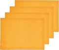 Solino Home Linen Cloth Placemats Set of 4-100% Pure Linen Tangerine Yellow Placemats 14 x 19 Inch for Spring - Fete