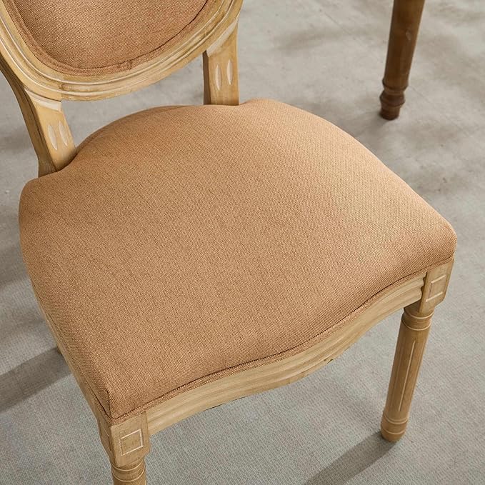 SoarFlash French Dining Chairs Set of 6, Vantage Dining Chair with Round Back, Wood Leg Farmhouse Country Dining Chair for Kitchen,Bedroom,Brown