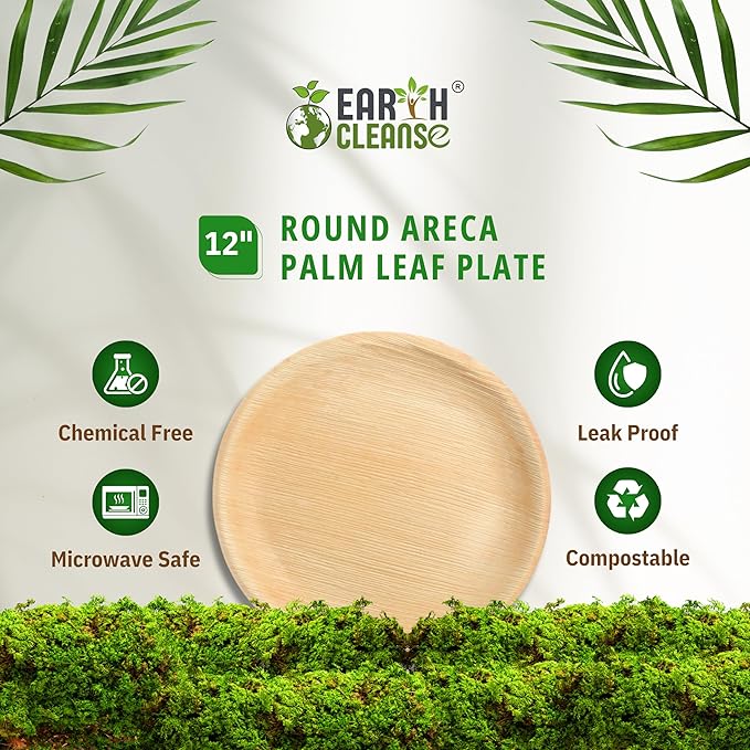 The Palm Dinnerware – Palm Plates 12 Inch Round (75 Count) | Compostable & Biodegradable | Like Bamboo Disposable Plates | Oven & Microwave Safe | USDA 100% Biobased
