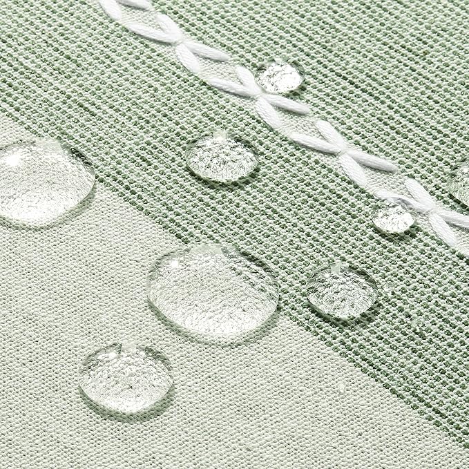ZeeMart Contrast Linen Round Tablecloth 60 Inch Green, Farmhouse Style Round Table Cloth Heavy Weight Sage Green Tablecloths, Water Resistant Burlap Table Cloths