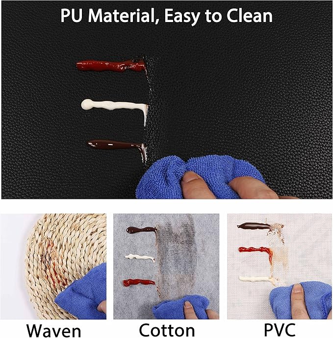 Set of 6 Faux Leather Placemats, PU Table Mats, Waterproof, Stain Resistant, Heat Resistant, Non-Slip Easy to Clean for Kitchen Dining Table,Conference Table
