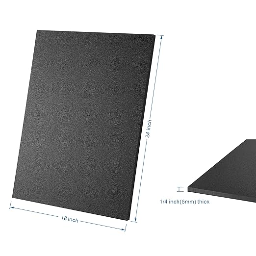 ABS Plastic Sheet 18" x 24" x 1/4" Thick (6mm) Black Rigid Moldable Thermoplastic Board for Crafts, DIY Projects, Home Decor - Textured & Smooth Surface, Pack of 2