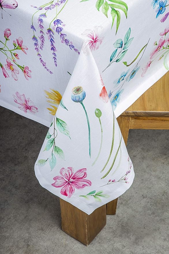 Maison d' Hermine Table Cloth Rectangle Table 100% Cotton 60 x 120 Inches Tablecloth Reusable Decorative for Dining Room Farmhouse Home Valentines Day Decorations Spring Summer - Just Floral