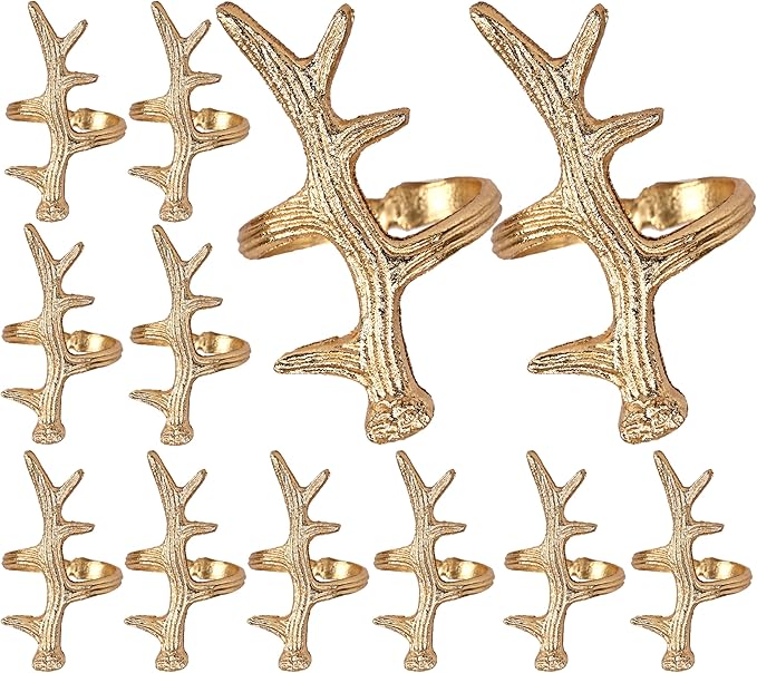 Modern Metal Napkin Rings Set of 12 - Napkin Rings Holder for Dinning Table Parties Dining Table, Weddings, and Special Events - Elegant Table Décor for Home & Restaurants (Gold) - CLEENTABLE