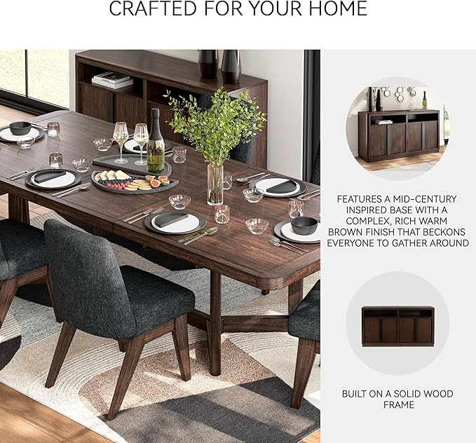 Signature Design by Ashley Kendamor Contemporary Dining Server with Open Cubby and Adjustable Shelves, Dark Brown