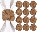 ALPHA Living HOME Rustic Jute Napkin Rings Set of 12 - Natural Woven Napkin Holders for Table Décor, Parties, Weddings, Everyday Dining - Farmhouse Style Napkin Rings Accessories (Brown)