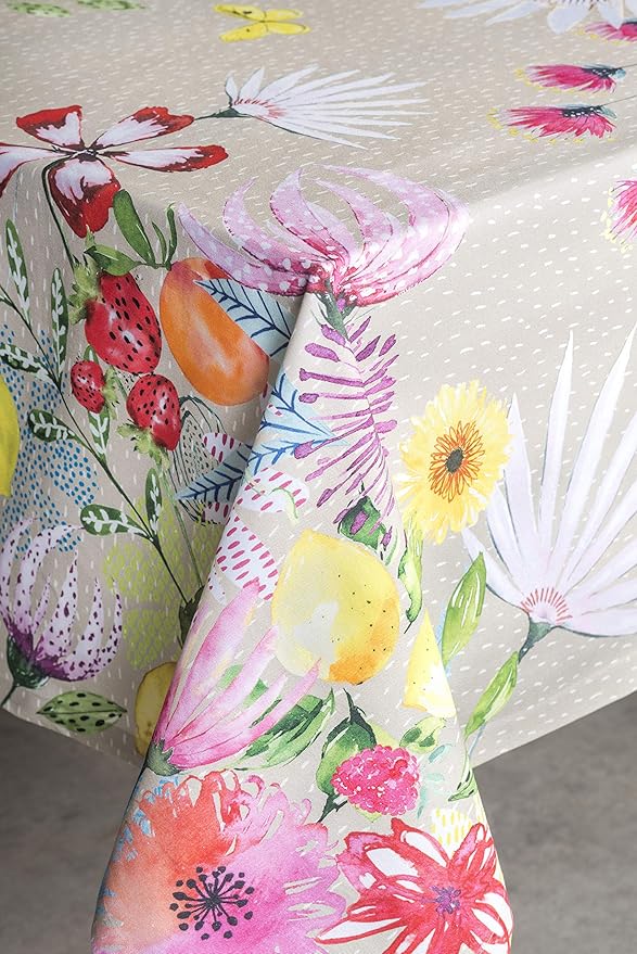 Maison d' Hermine Table Cloth Square Table 100% Cotton 54 x 54 Inches Tablecloth Reusable Decorative for Dining Room Farmhouse Home Valentines Day Decorations Spring Summer - Jardin D'Ete - Fog