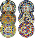 vancasso Salad Plates Set of 6-8.5 Inch Ceramic Dessert Plate, Small Dinner Plate Set, Microwave, Oven and Dishwasher Safe, Colorful Bohemian Style Dishes for Kitchen